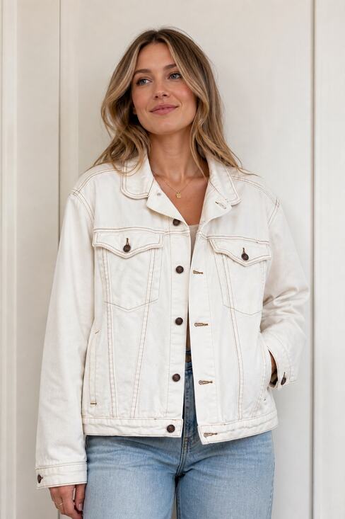 Princess Polly Jackets & Blazers - Princess Polly White Denim Jacket Medium L